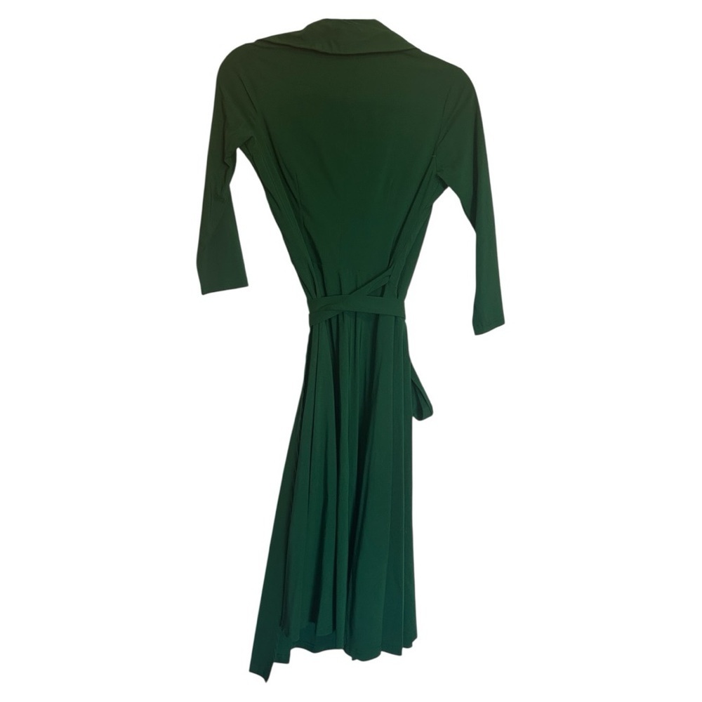 Unique Vintage Elegant Green Wrap Dress - Picture 3 of 6